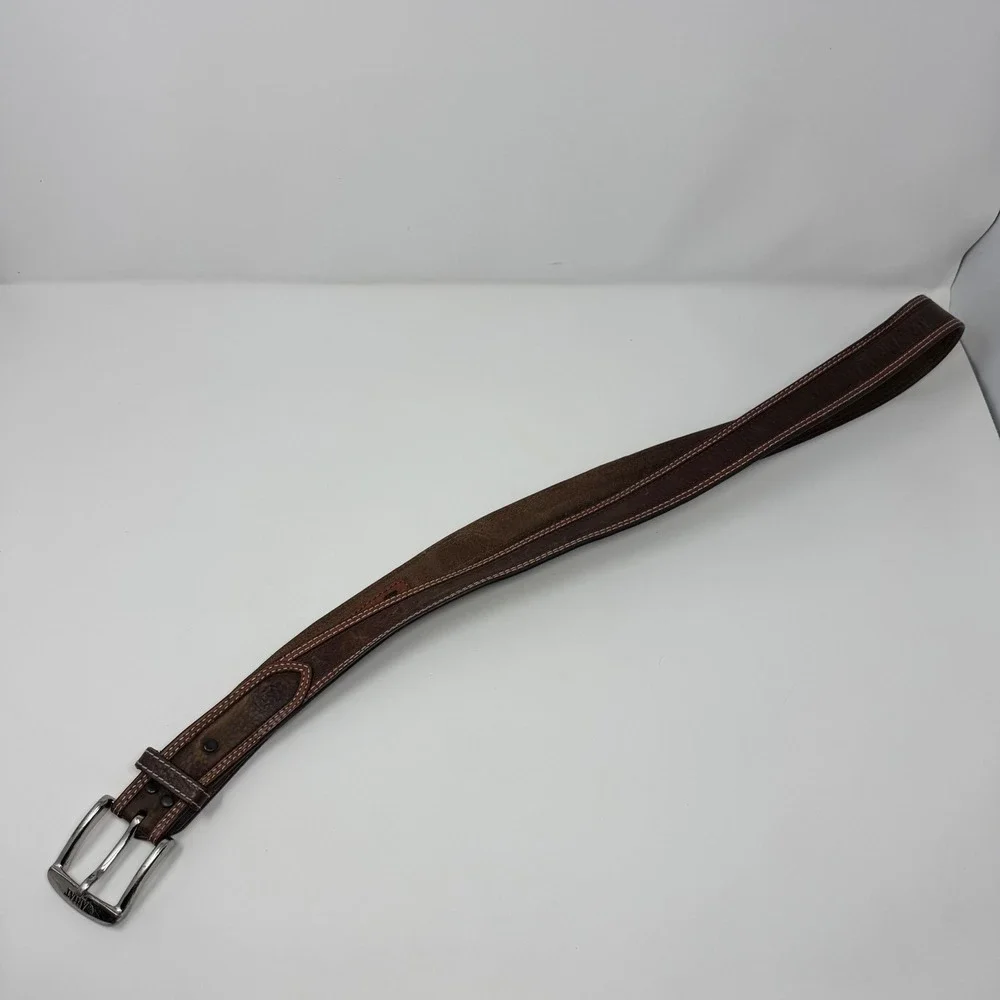 Ariat Men's Size 46 Brown Genuine Leather Belt Western Cowboy‎ FLAWS Workwear